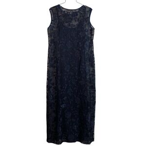 Vintage Blue Lace Maxi Dress 90s